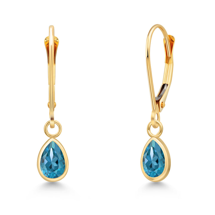 London Blue Topaz - November_Earrings in 14K Yellow Gold