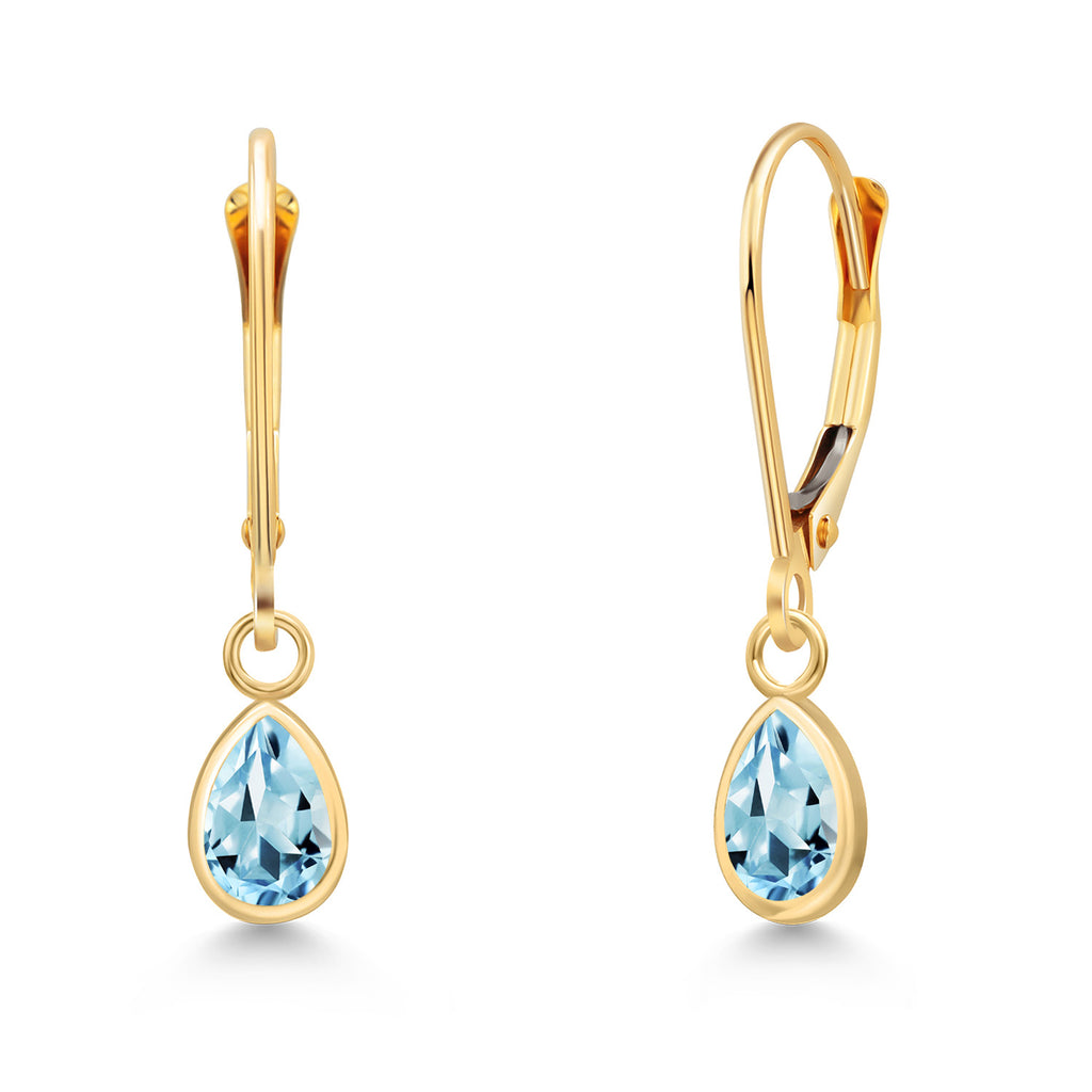 Sky Blue Topaz - November_Earrings in 14K Yellow Gold