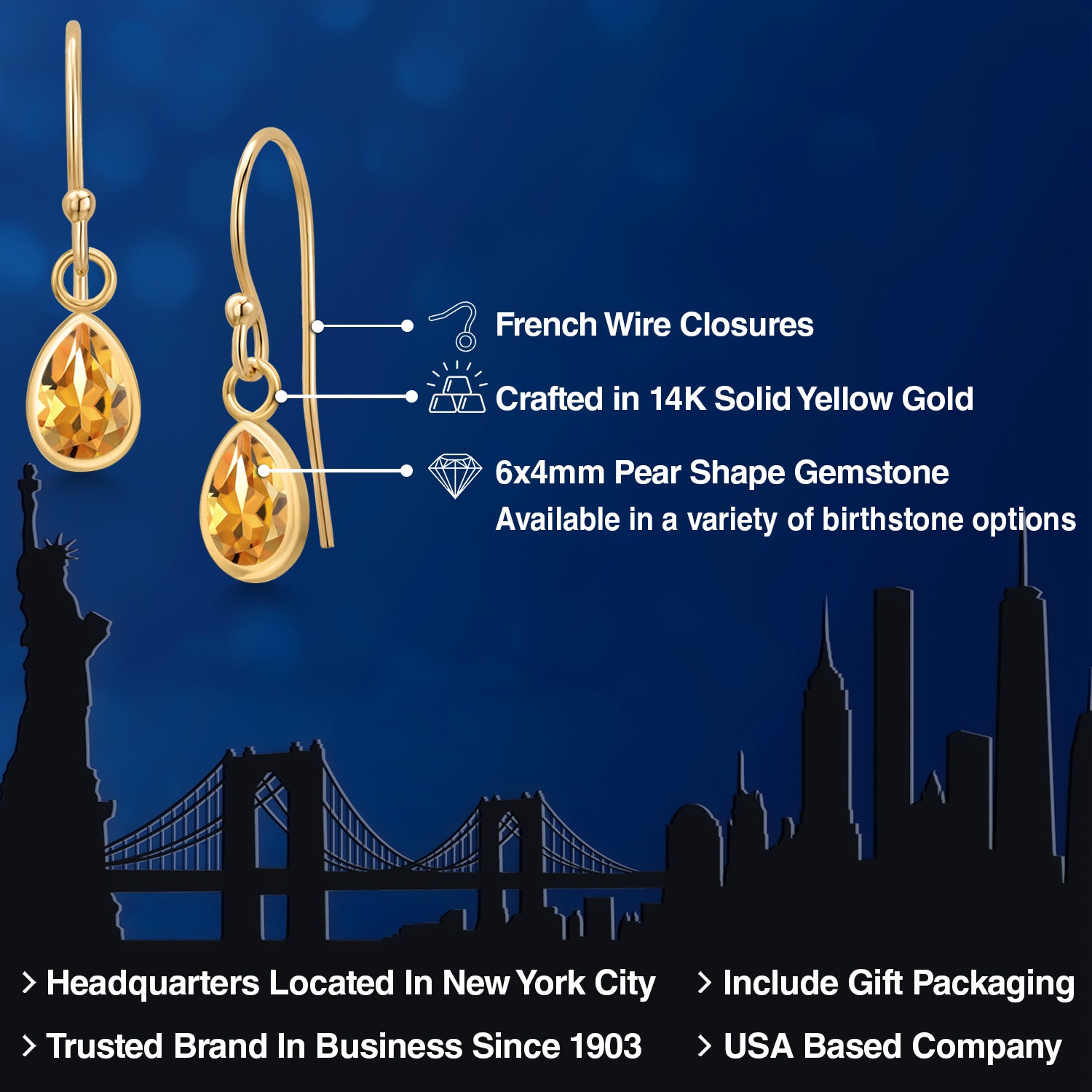 Citrine - November_Earrings in 14K Yellow Gold