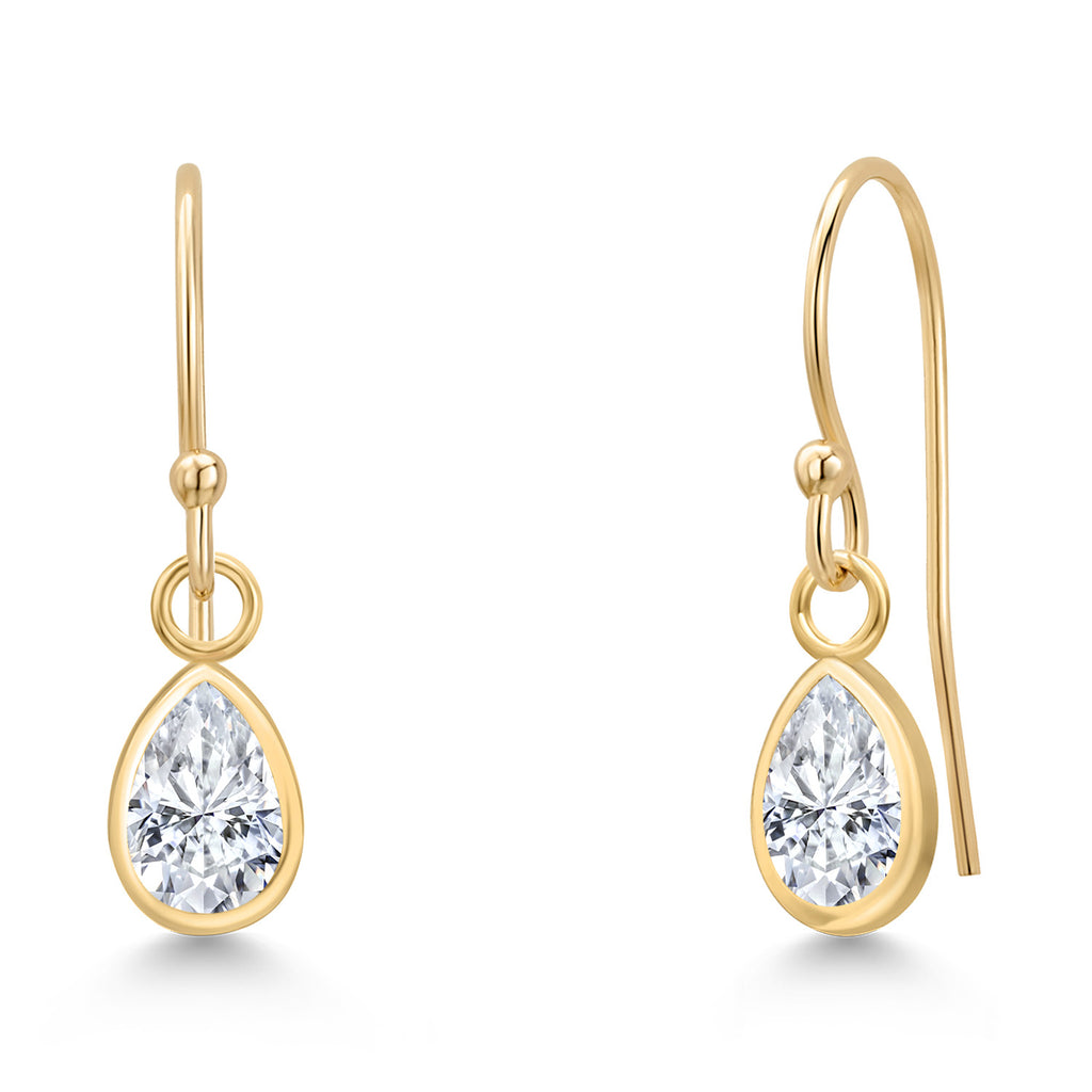 White Moissanite - April_Earrings in 14K Yellow Gold