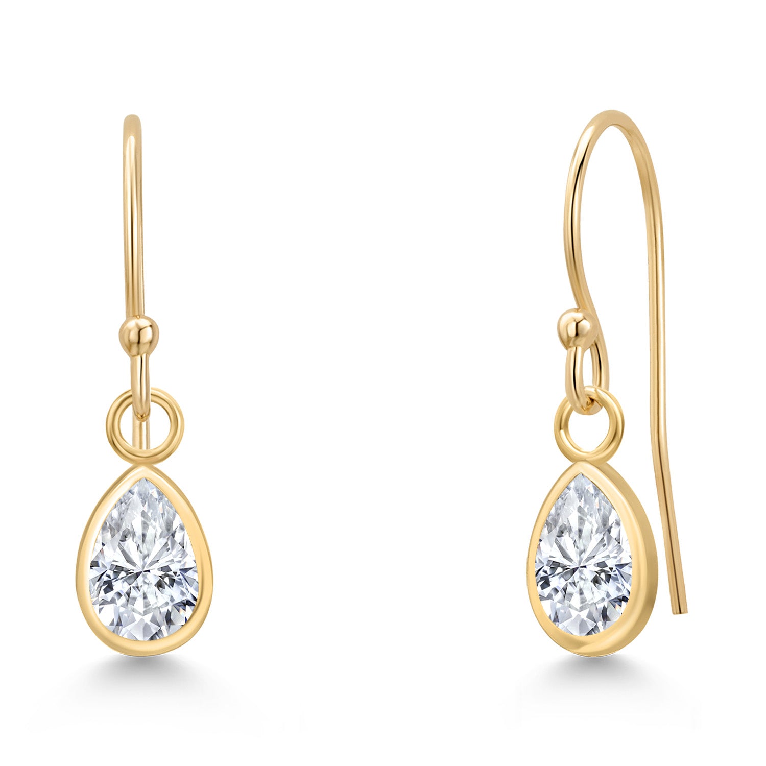 White Moissanite - April_Earrings in 14K Yellow Gold