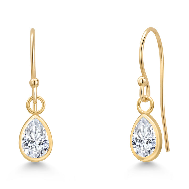 White Moissanite - April_Earrings in 14K Yellow Gold