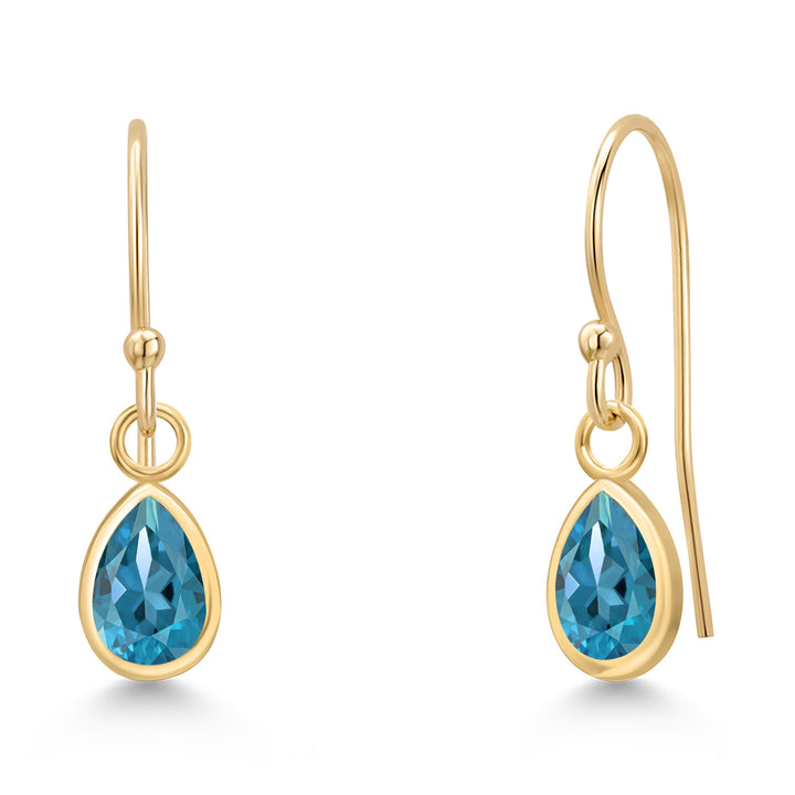 London Blue Topaz - November_Earrings in 14K Yellow Gold