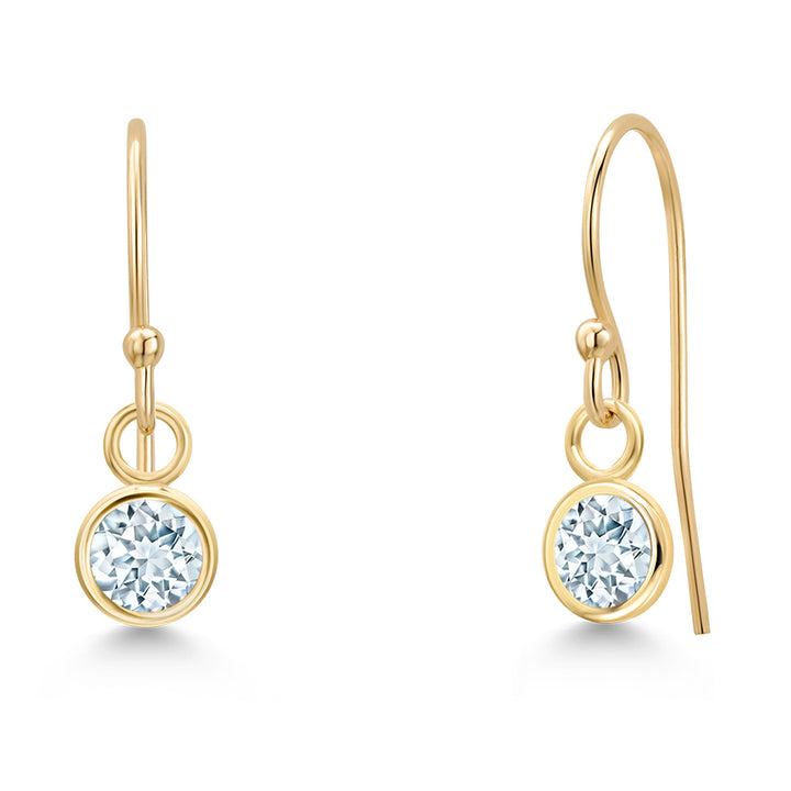 Aquamarine - March_Earrings in 14K Yellow Gold