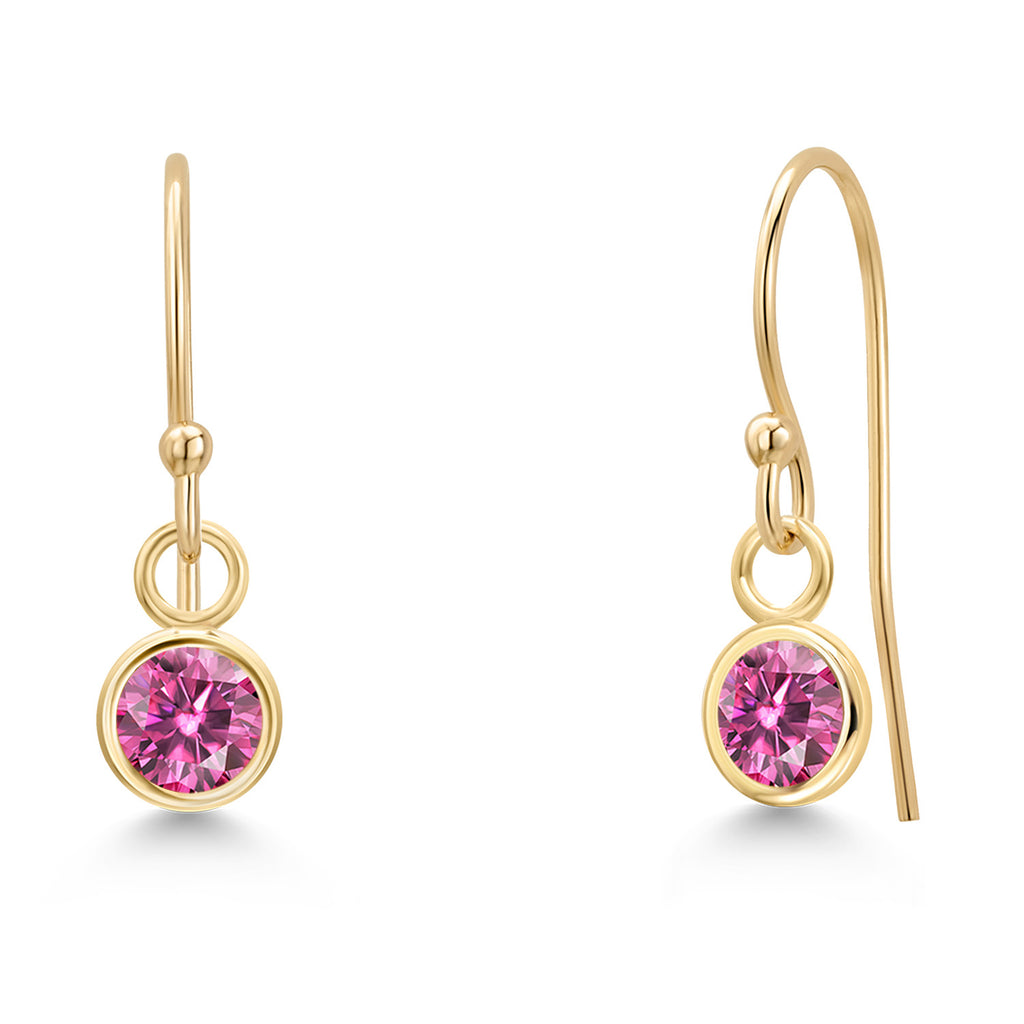 Pink Moissanite - April_Earrings in 14K Yellow Gold