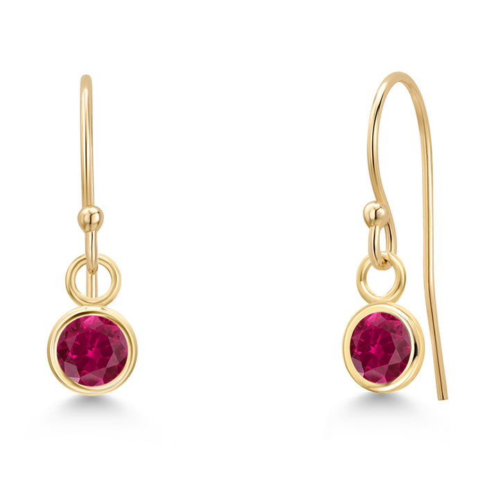 Created Ruby - July_Earrings in 14K Yellow Gold