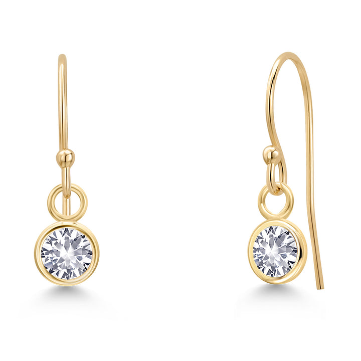 White Created Sapphire - September_Earrings in 14K Yellow Gold