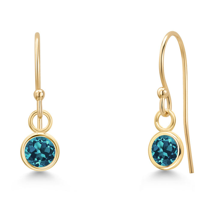 London Blue Topaz - November_Earrings in 14K Yellow Gold