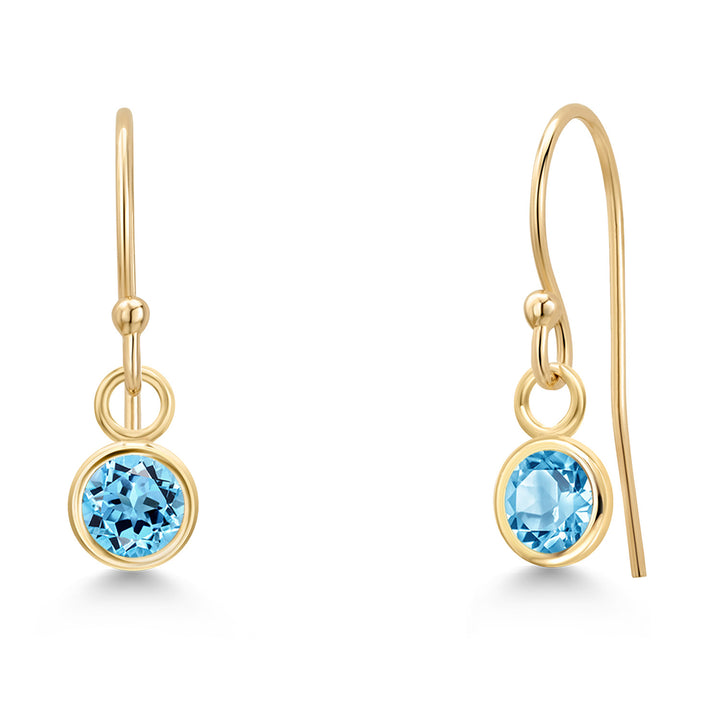 Swiss Blue Topaz - November_Earrings in 14K Yellow Gold