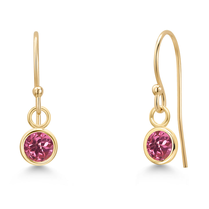 Pink Tourmaline - October_Earrings in 14K Yellow Gold