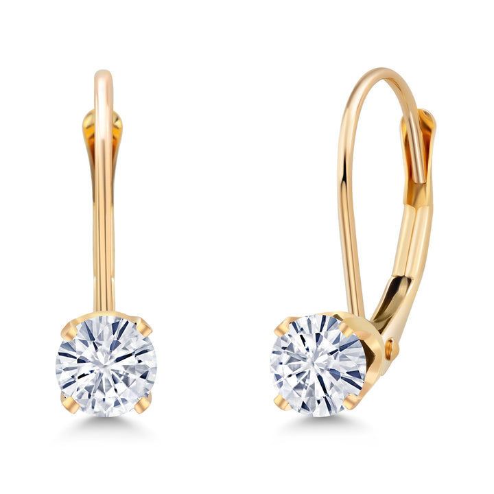 White Moissanite - April_Earrings in 14K Yellow Gold