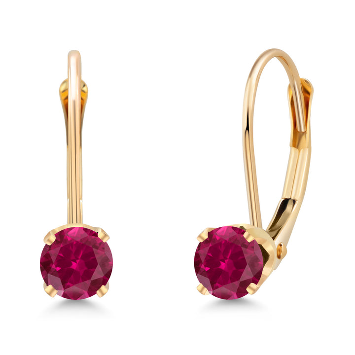 Gem Stone King 14K Yellow Gold Gemstone Birthstone Leverback Dangle Earrings for Women | Round 3.5MM | Gold Jewelry for Her Mom Wife