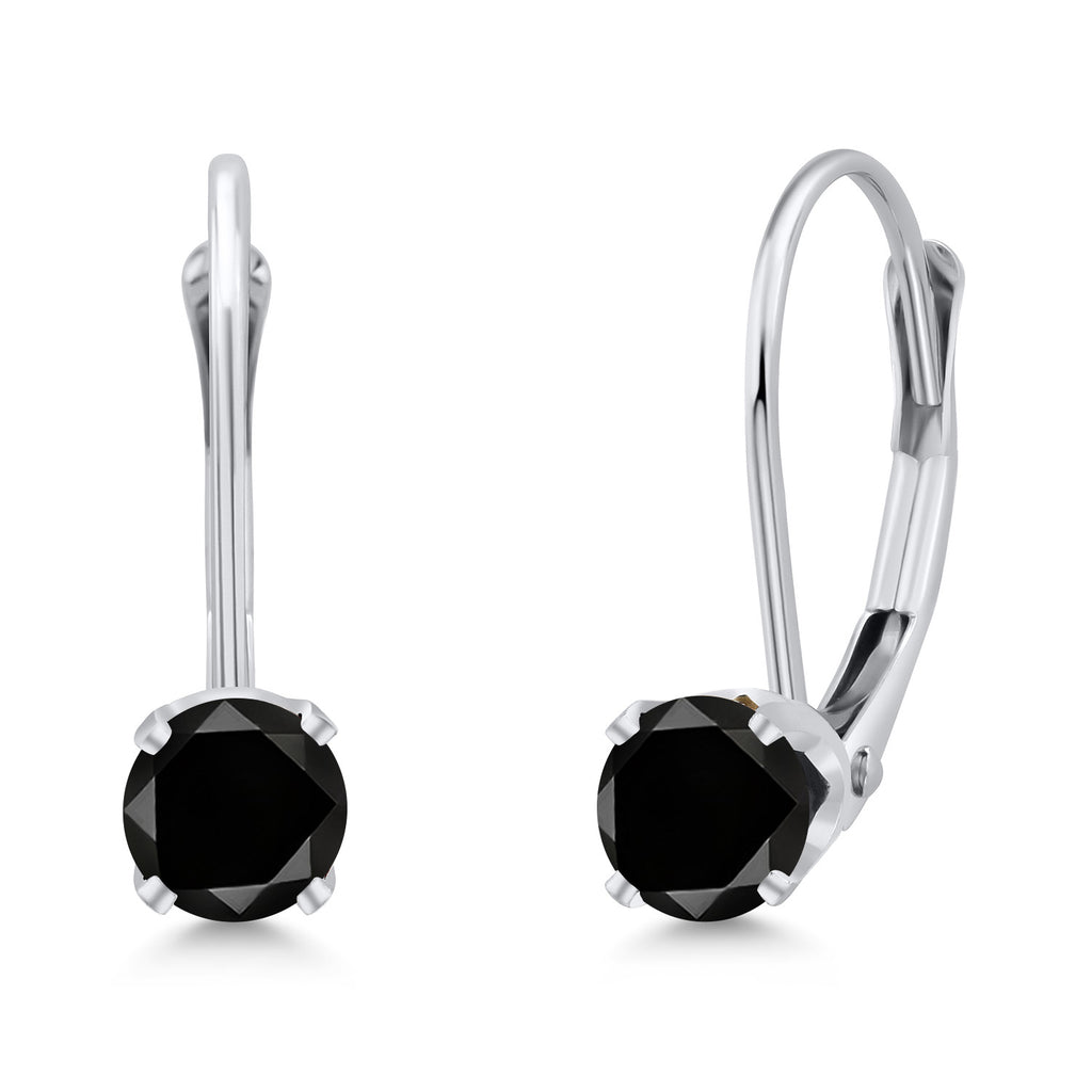 Gem Stone King 14K White Gold Gemstone Birthstone Leverback Earrings for Women | Round 3.5MM | Gold Jewelry for Her Mom Wife