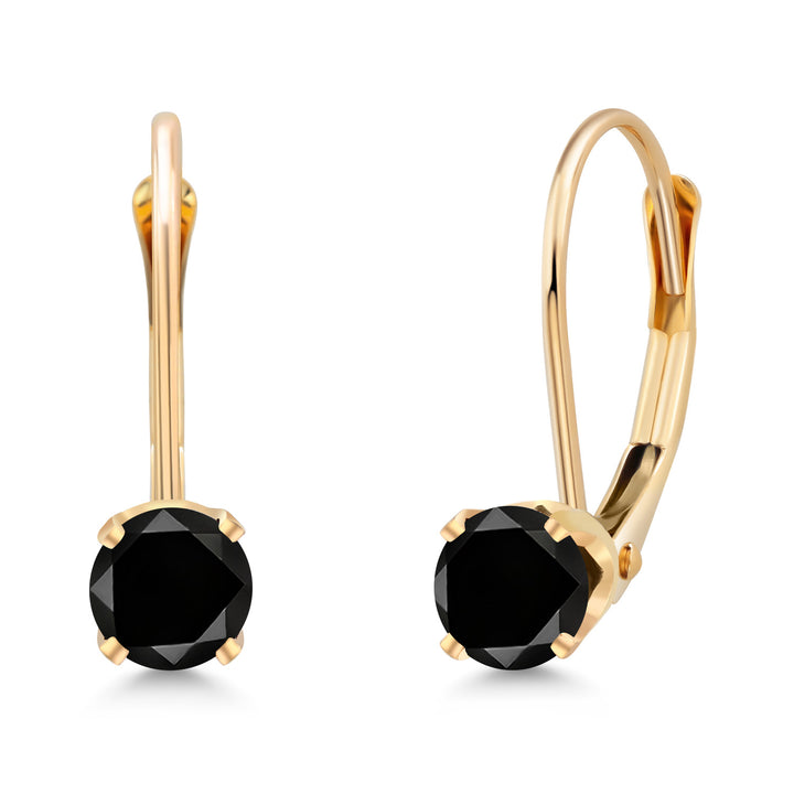 Gem Stone King 14K Yellow Gold Gemstone Birthstone Leverback Dangle Earrings for Women | Round 3.5MM | Gold Jewelry for Her Mom Wife
