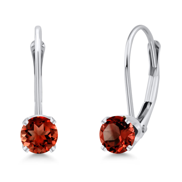 Gem Stone King 14K White Gold Gemstone Birthstone Leverback Earrings for Women | Round 3.5MM | Gold Jewelry for Her Mom Wife
