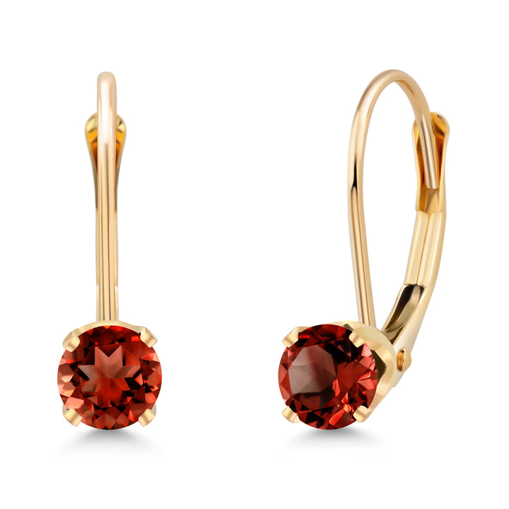 Gem Stone King 14K Yellow Gold Gemstone Birthstone Leverback Dangle Earrings for Women | Round 3.5MM | Gold Jewelry for Her Mom Wife