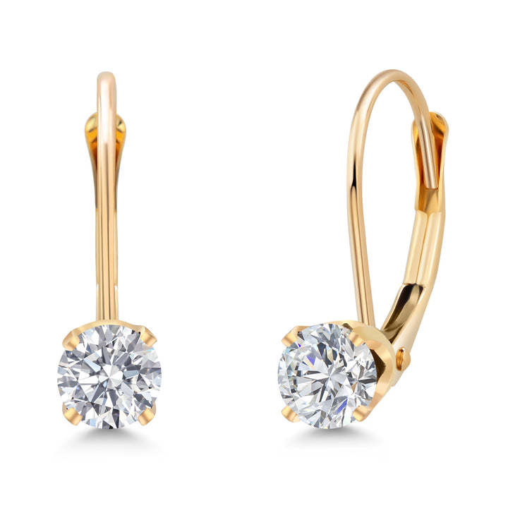 Gem Stone King 14K Yellow Gold Gemstone Birthstone Leverback Dangle Earrings for Women | Round 3.5MM | Gold Jewelry for Her Mom Wife