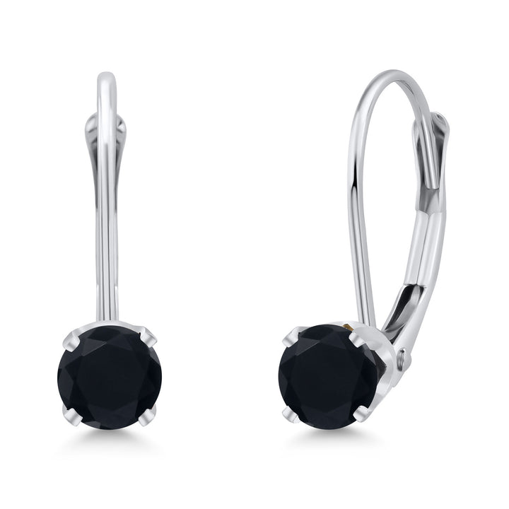 Gem Stone King 14K White Gold Gemstone Birthstone Leverback Earrings for Women | Round 3.5MM | Gold Jewelry for Her Mom Wife
