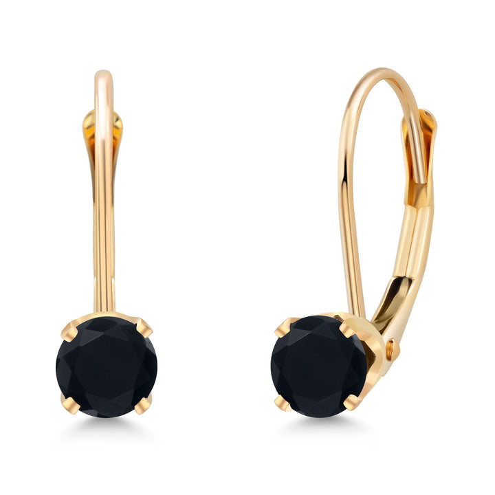 Gem Stone King 14K Yellow Gold Gemstone Birthstone Leverback Dangle Earrings for Women | Round 3.5MM | Gold Jewelry for Her Mom Wife