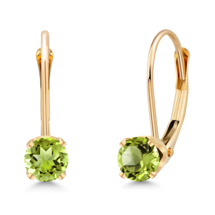 Gem Stone King 14K Yellow Gold Gemstone Birthstone Leverback Dangle Earrings for Women | Round 3.5MM | Gold Jewelry for Her Mom Wife