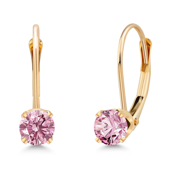 Gem Stone King 14K Yellow Gold Gemstone Birthstone Leverback Dangle Earrings for Women | Round 3.5MM | Gold Jewelry for Her Mom Wife