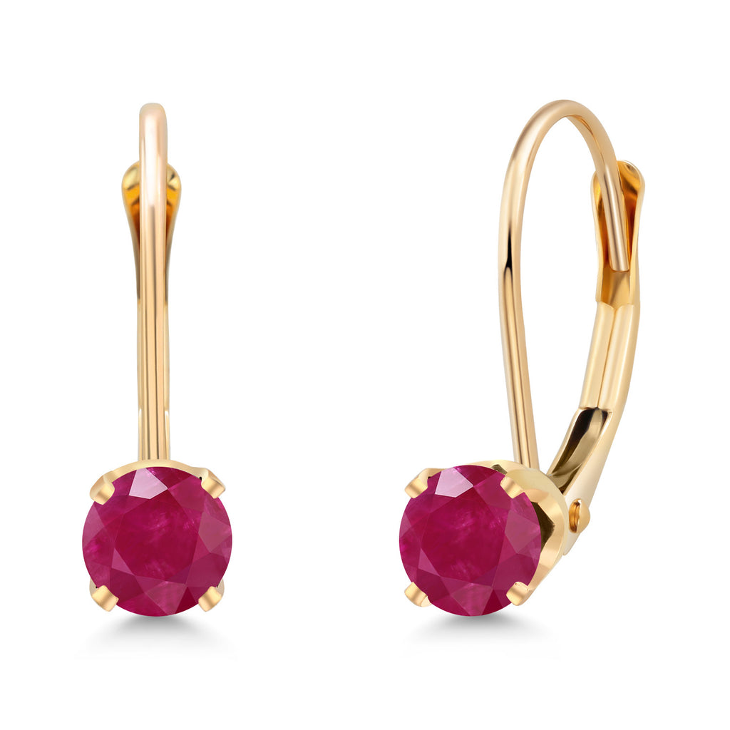 Ruby - July_Earrings in 14K Yellow Gold
