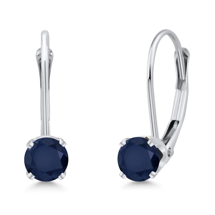 Blue Sapphire - September_Earrings in 14K White Gold