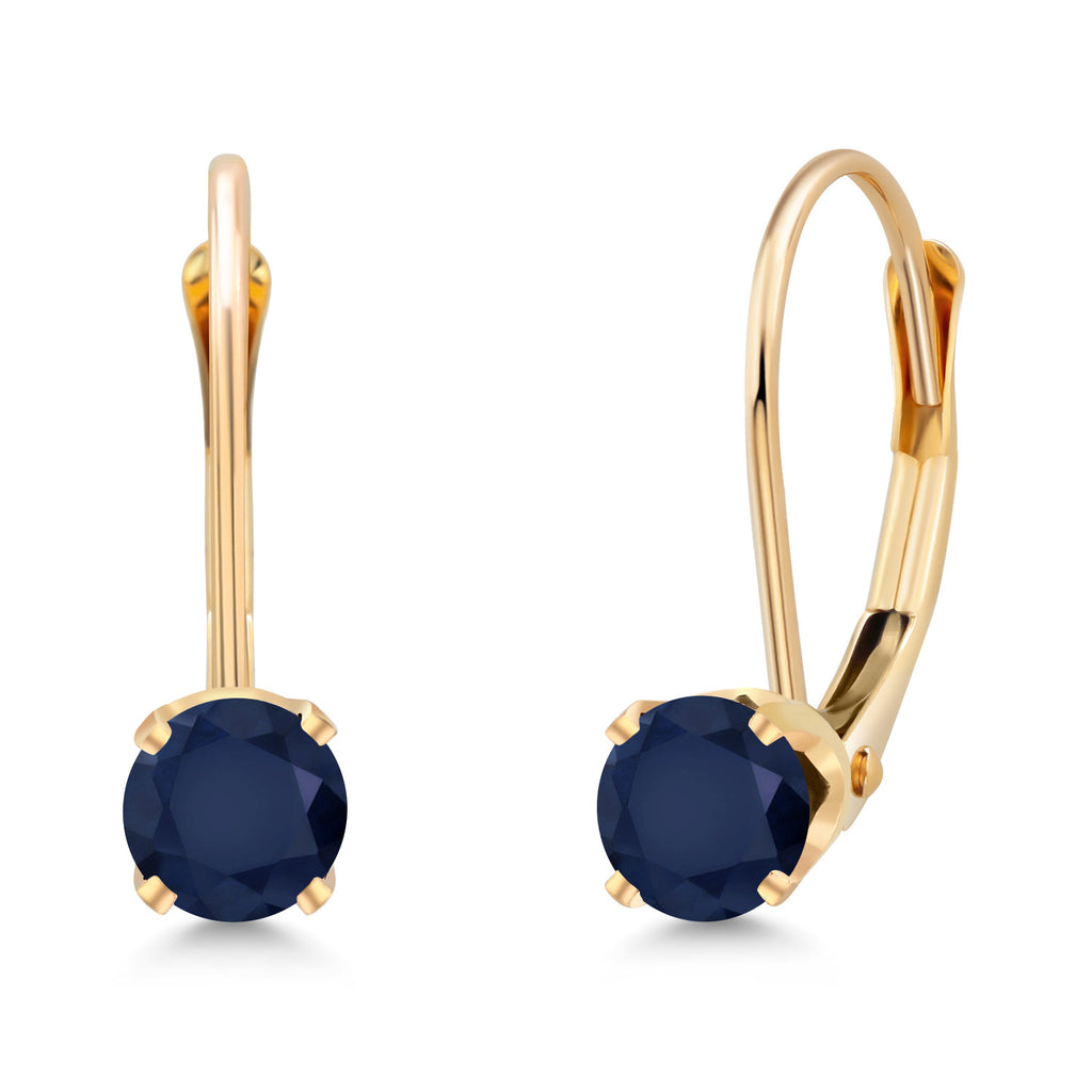 Gem Stone King 14K Yellow Gold Gemstone Birthstone Leverback Dangle Earrings for Women | Round 3.5MM | Gold Jewelry for Her Mom Wife