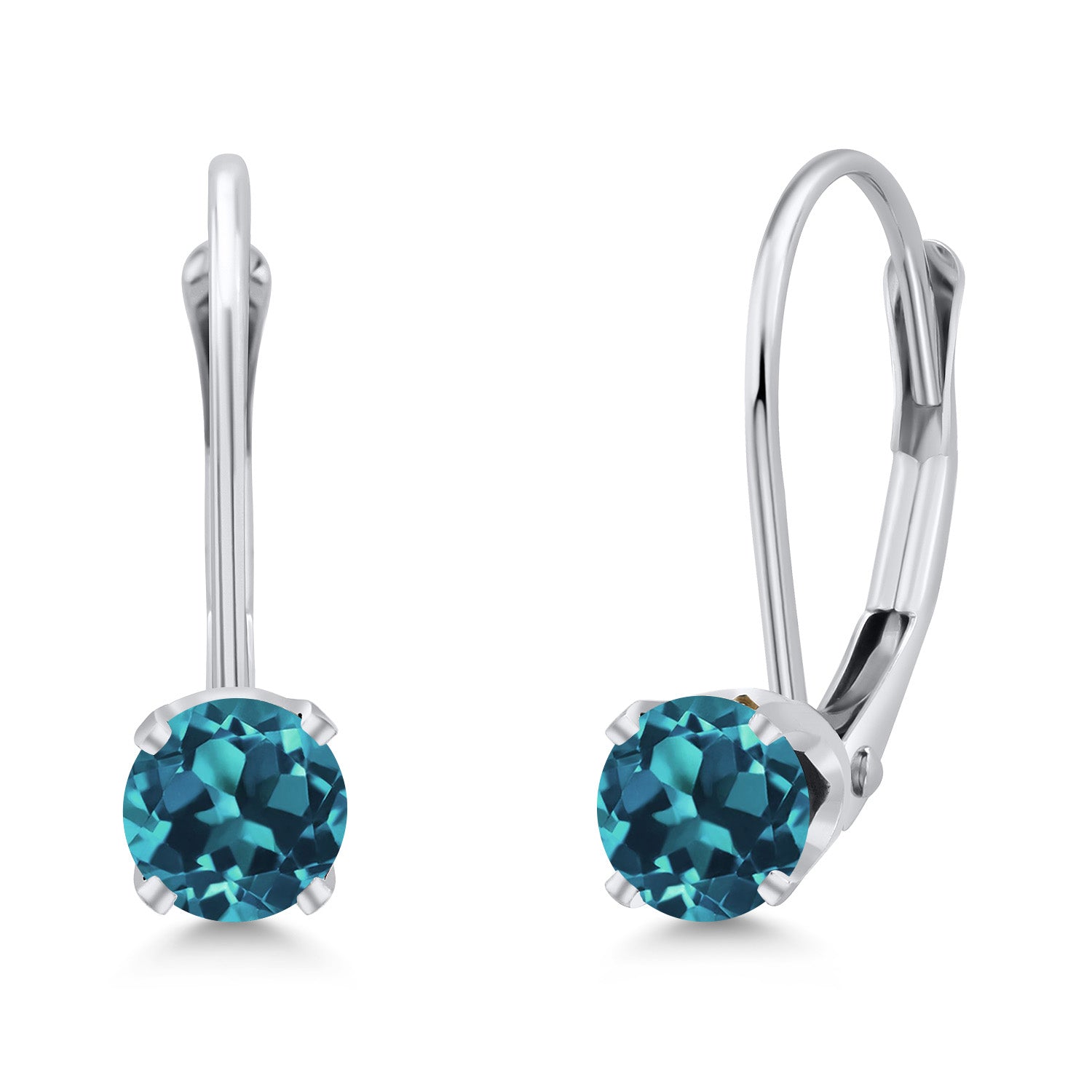 London Blue Topaz - November_Earrings in 14K White Gold