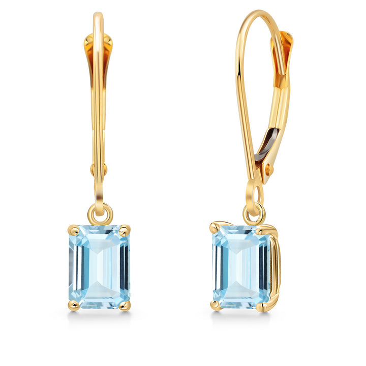 Aquamarine - March_Earrings in 14K Yellow Gold