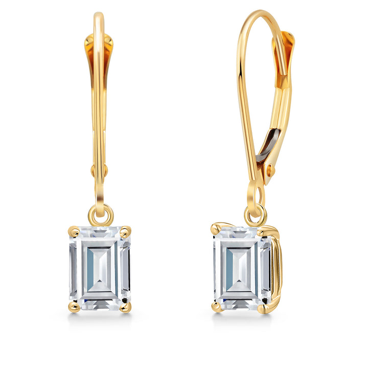 White Moissanite - April_Earrings in 14K Yellow Gold