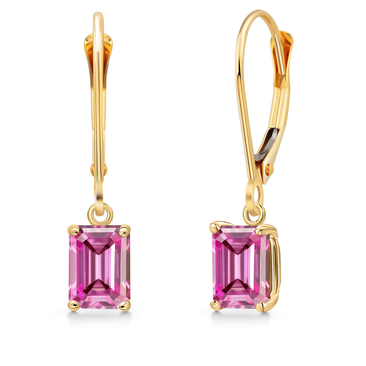 Pink Moissanite - April_Earrings in 14K Yellow Gold
