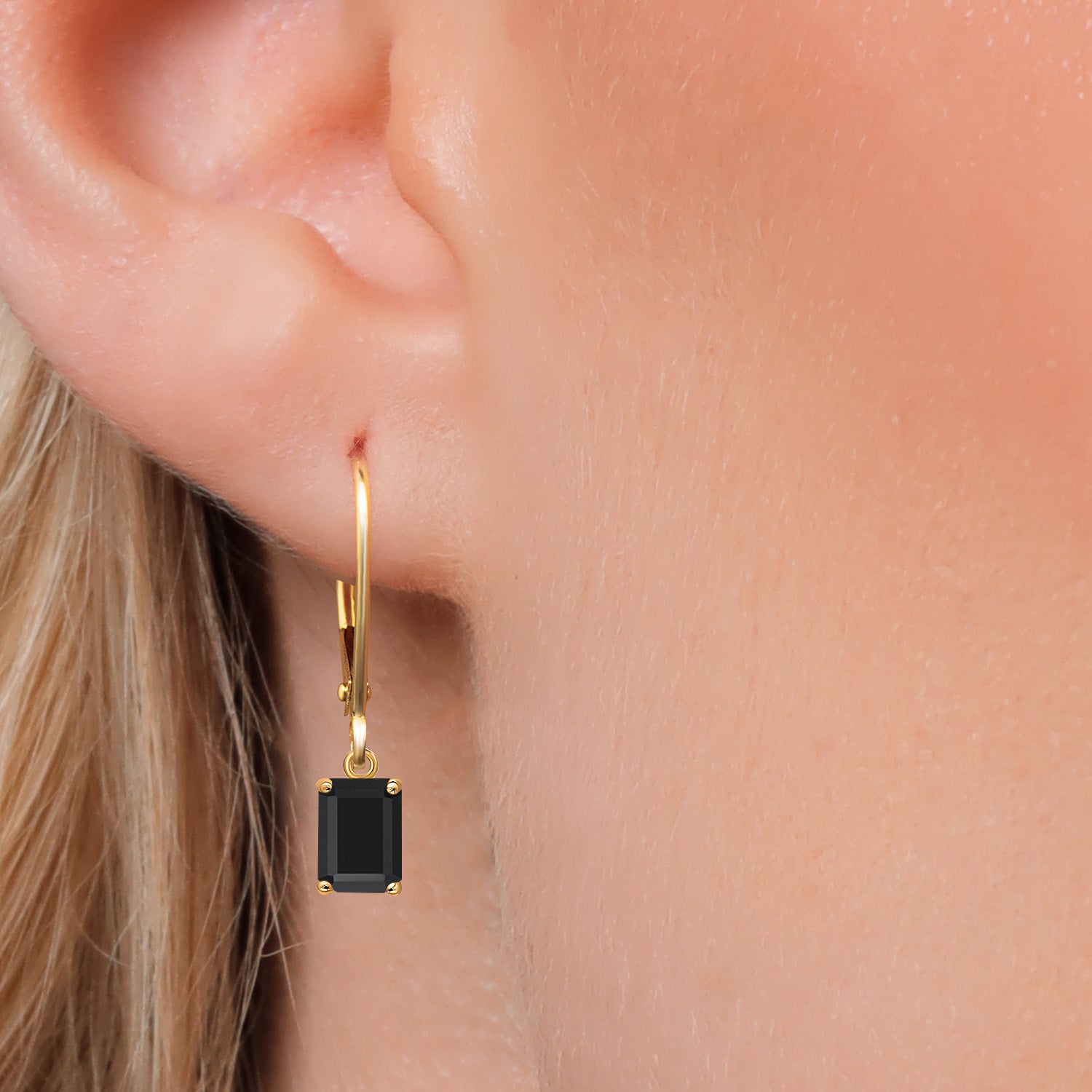 Onyx - December_Earrings in 14K Yellow Gold