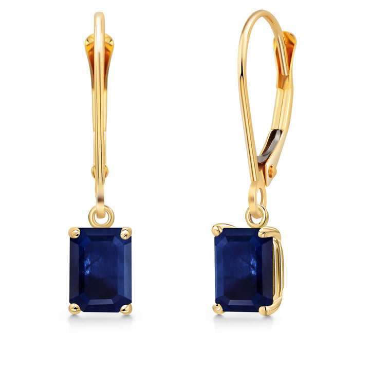 Blue Sapphire - September_Earrings in 14K Yellow Gold