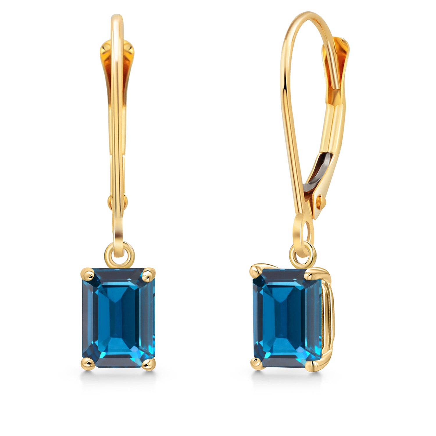 London Blue Topaz - November_Earrings in 14K Yellow Gold