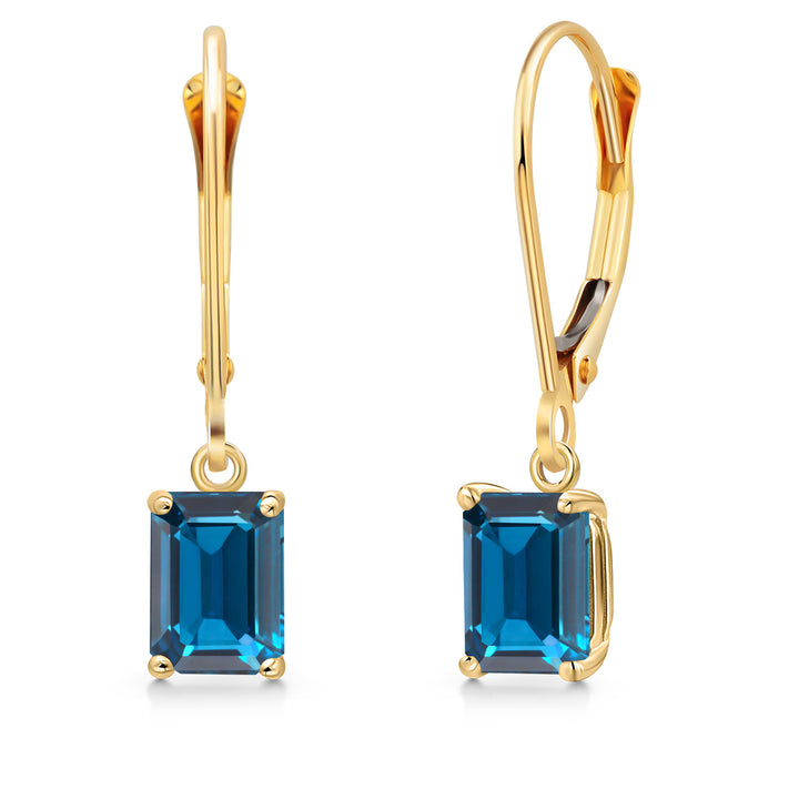 London Blue Topaz - November_Earrings in 14K Yellow Gold