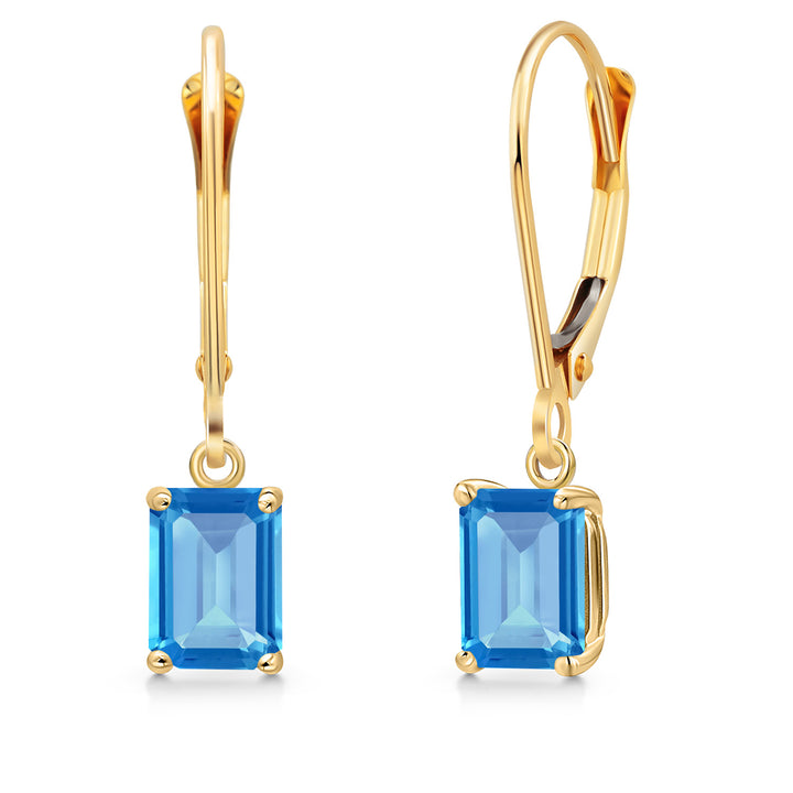 Swiss Blue Topaz - November_Earrings in 14K Yellow Gold