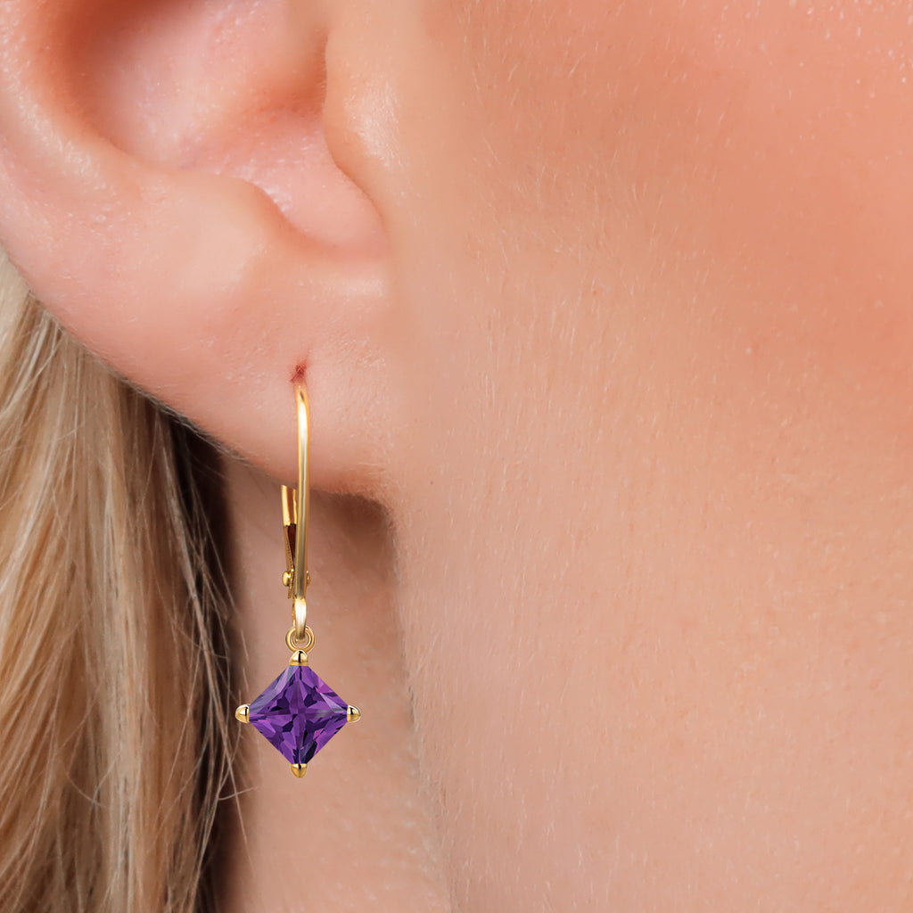 Amethyst - February_Earrings in 14K Yellow Gold