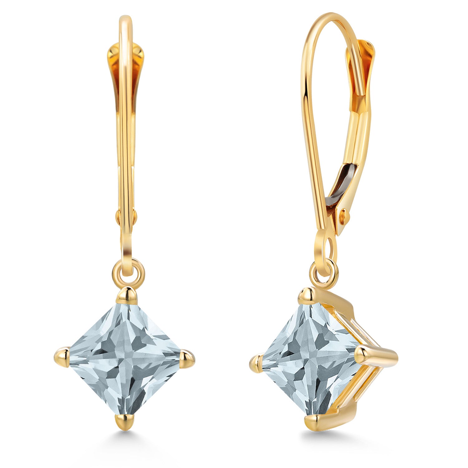 Aquamarine - March_Earrings in 14K Yellow Gold