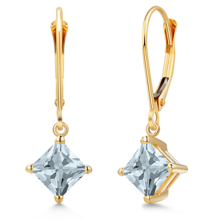 Aquamarine - March_Earrings in 14K Yellow Gold