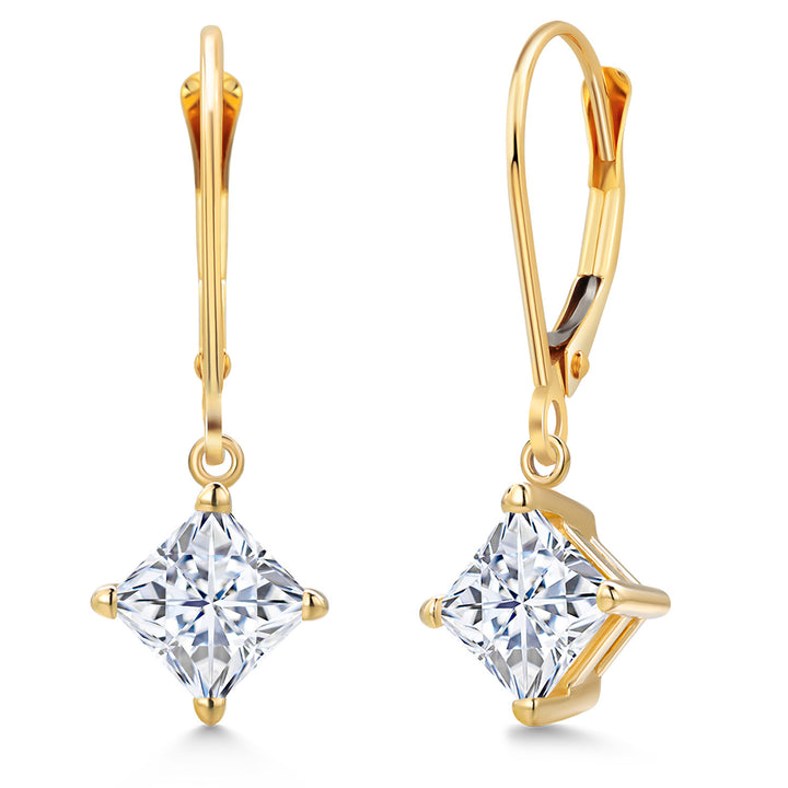 White Moissanite - April_Earrings in 14K Yellow Gold