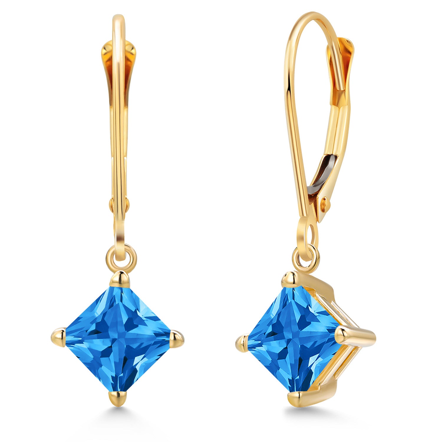 Fancy Blue Zirconia_Earrings in 14K Yellow Gold