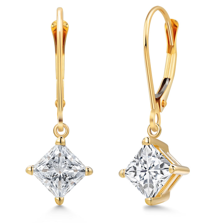 White Zirconia_Earrings in 14K Yellow Gold