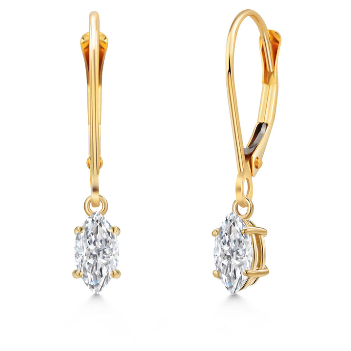 White Moissanite - April_Earrings in 14K Yellow Gold