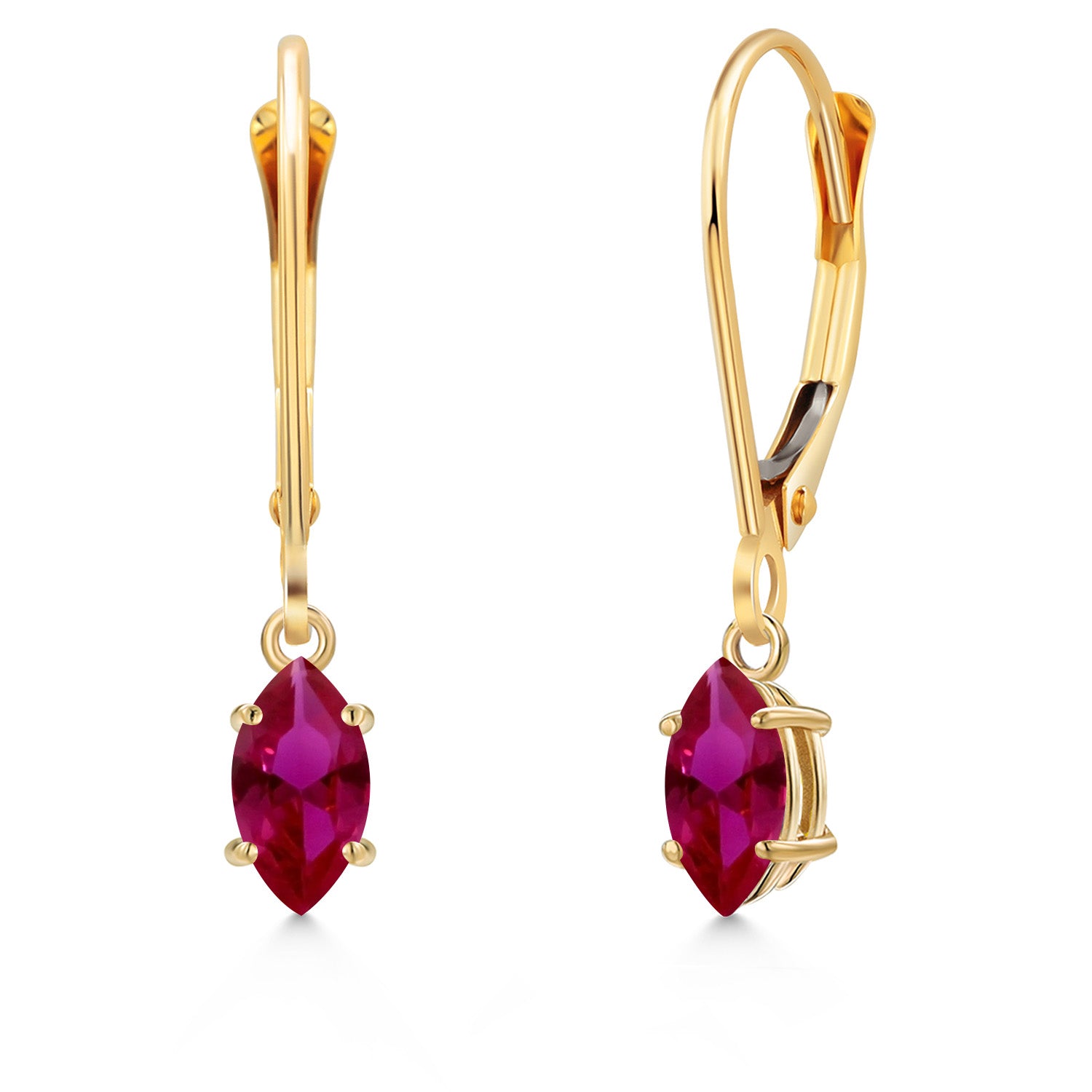 Created Ruby - July_Earrings in 14K Yellow Gold