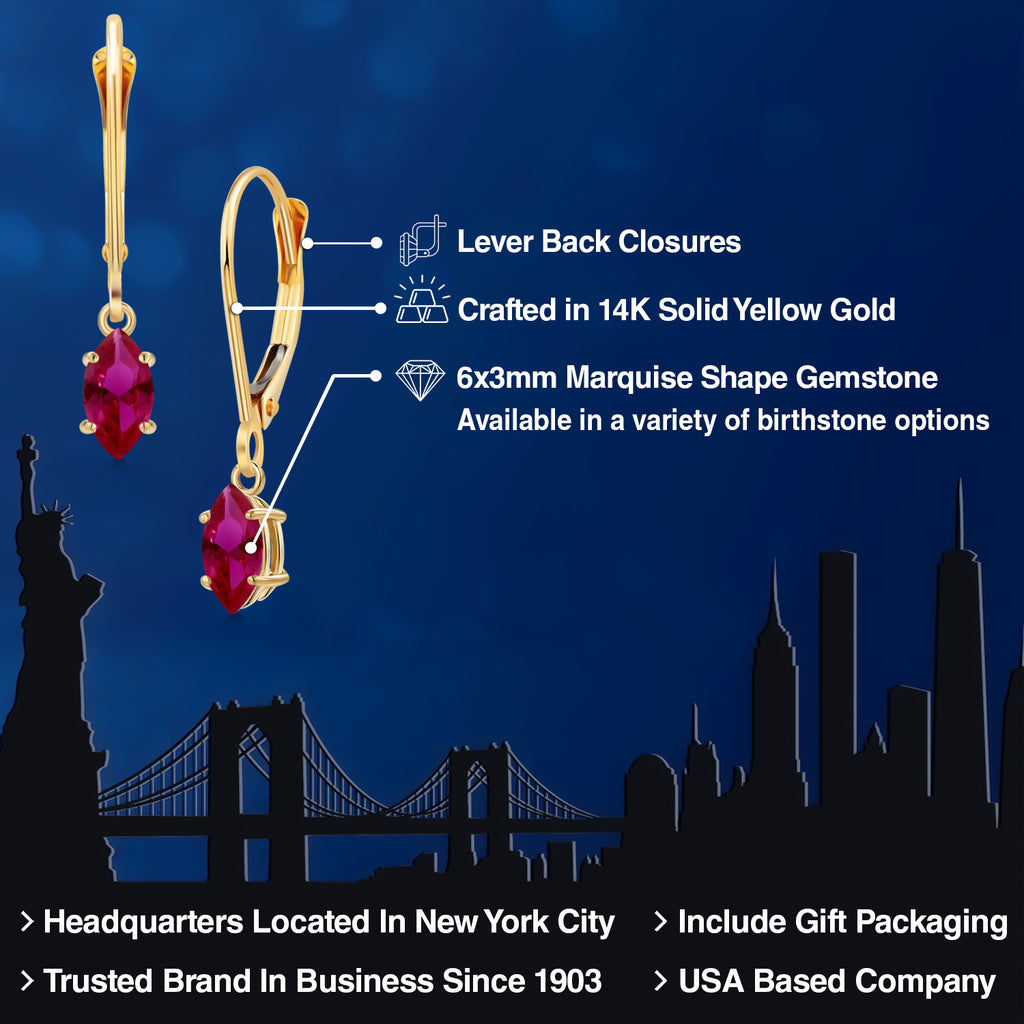 Created Ruby - July_Earrings in 14K Yellow Gold