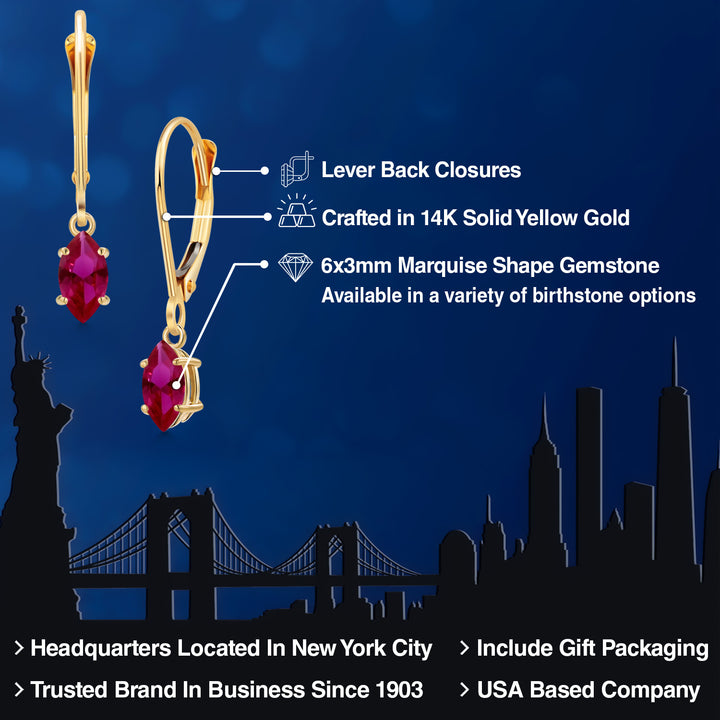 Created Ruby - July_Earrings in 14K Yellow Gold