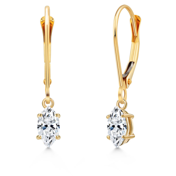 White Zirconia_Earrings in 14K Yellow Gold