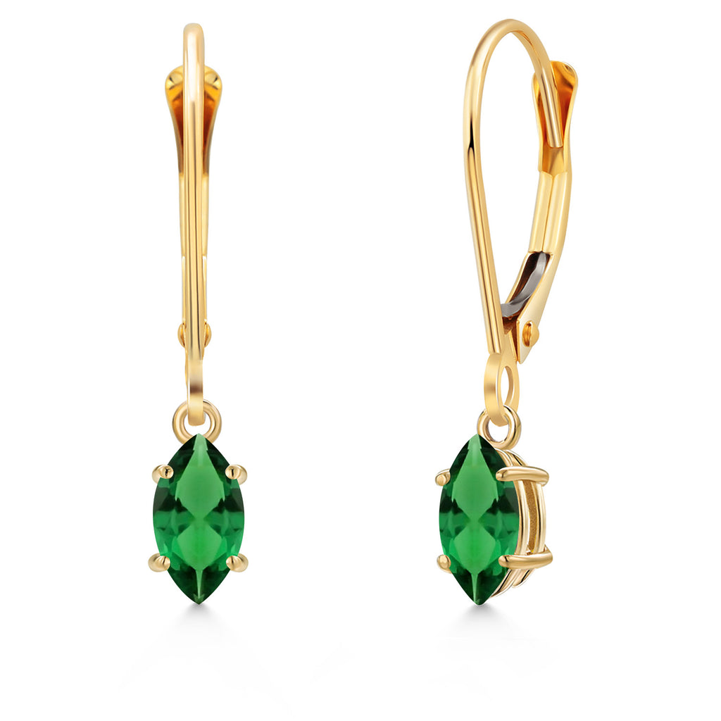 Nano Emerald - May_Earrings in 14K Yellow Gold