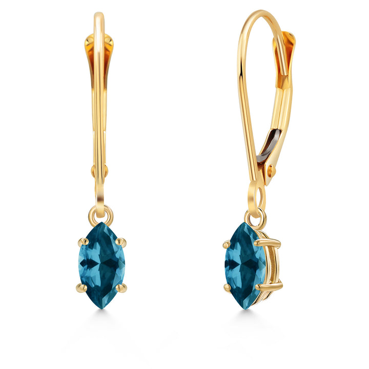 London Blue Topaz - November_Earrings in 14K Yellow Gold